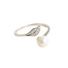 Oasap 925 Sterling Silver Zircon Pearl Opening Ring