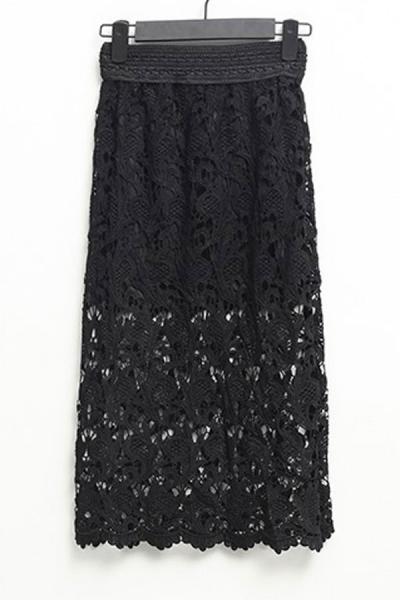Oasap Sweet Crocheted Lace Skirt