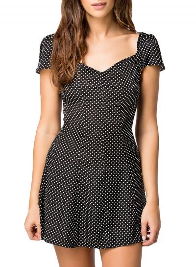 Oasap Women's Vintage Polka Dot Print V Back Dress