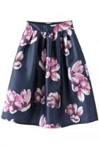 Oasap Booming Blosom Floral Print Pleated Swing Skirt