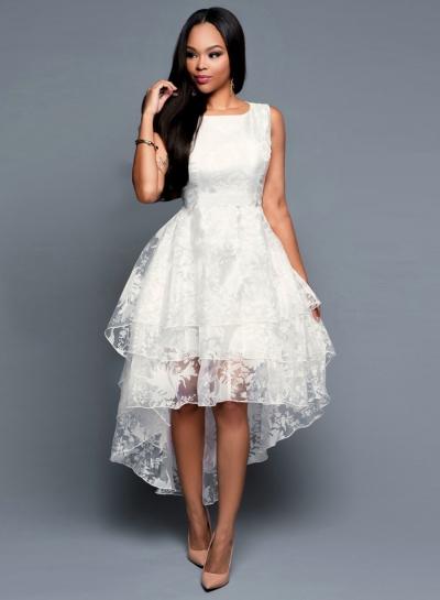 Oasap Sleeveless Organza High Low Cocktail Dress