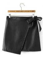 Oasap Solid Color Mini Pu Leather Skirts