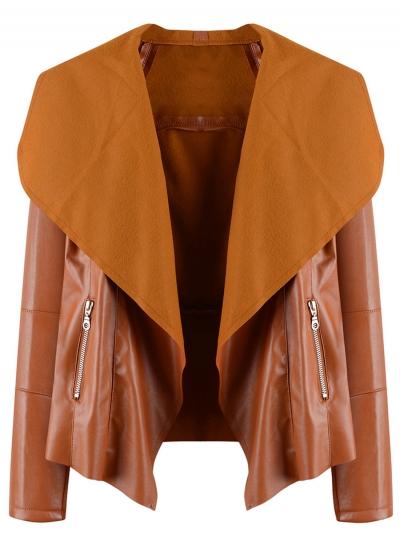 Oasap Large Lapel Loose Motorcycle Short Pu Jacket