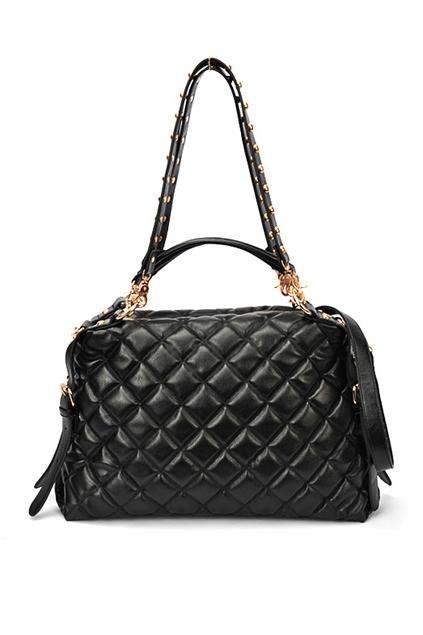 Oasap Stud Embellished Check Pattern Shoulder Bag