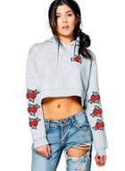 Oasap Long Sleeve Floral Embroidery Hooded Pullovers