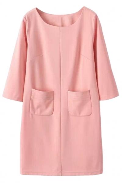Oasap Casual 3/4 Sleeves Mini Shift Dress