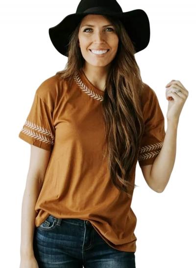 Oasap Casual Yellow Embroidery Knit Top