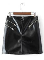 Oasap Pu Leather Black Mini Skirt