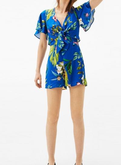 Oasap V Neck Floral Print Romper
