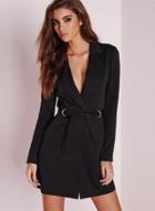 Oasap Fashion V Neck Long Sleeve Blazer With Belt