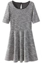 Oasap Essential A-line Short-sleeve Grey Dress