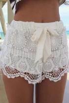 Oasap Sweet Solid Lace Drawstring Shorts