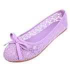 Oasap Round Toe Solid Color Bow Flat Lace Shoes