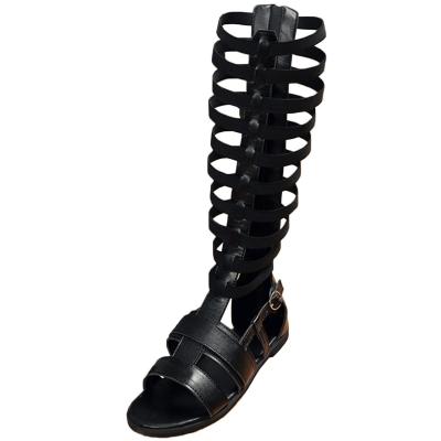 Oasap Open Toe Flat Mid-calf Gladiator Sandals