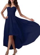 Oasap Elegant Strapless High Low Cocktail Solid Dress
