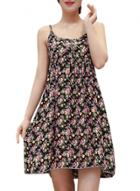 Oasap Women's Floral Print Spaghetti Strap High Waist Dress