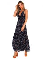 Oasap V Neck Backless Floral Printed Maxi Dress