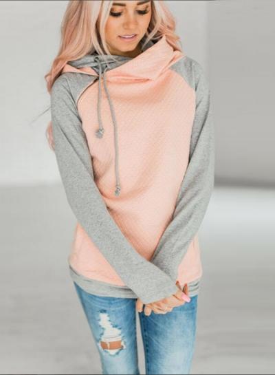 Oasap Color Block Long Sleeve Hooded Sweatshirt