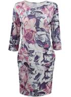 Oasap Women's Fashion 3/4 Sleeve Floral Print Bodycon Dress