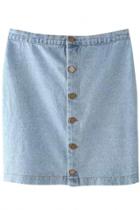 Oasap Button Down Fly Denim Straight Mini Dress
