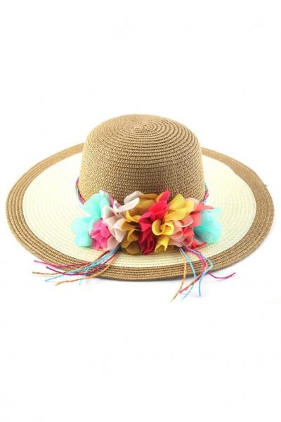 Oasap Broad Brim Beach Straw Hat With Applique