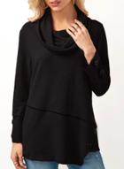 Oasap Heaps Collar Long Sleeve Irregular Pullover Sweatshirt