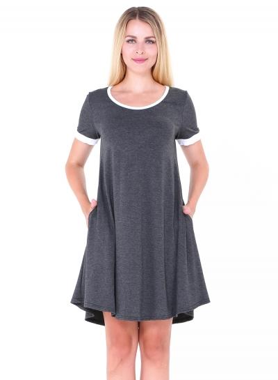Oasap Color Block Pleated Pockets Midi Dress