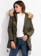 Oasap Fashion Cotton Slim Hoodie Coat With Fur Trim