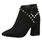 Oasap Pointed Toe High Heels Rivet Ankle Boots