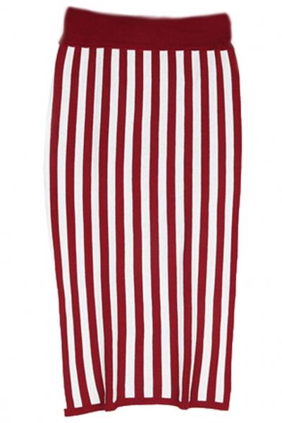 Oasap Vertical Stripe Bodycon Knit Skirt