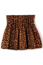 Oasap Leopard High Waist Suede Skirt