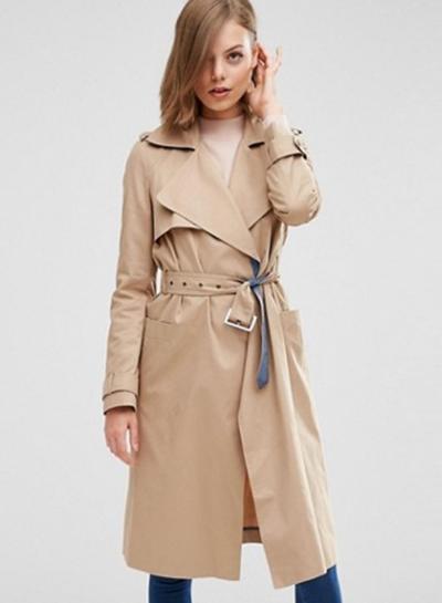 Oasap Women's Turn Down Collar Trench Coat With Belt