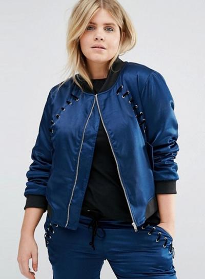 Oasap Women's Oversized Lace Up Bomber Jacket