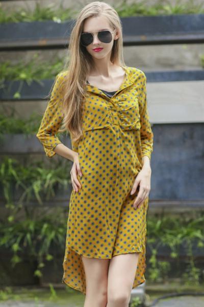 Oasap Stylish Polka Dot High Low Dress