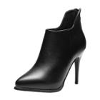 Oasap Pointed Toe Back Zip Solid High Heels Ankle Boots