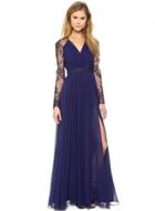 Oasap Fashion Lace Embroidery Joint Hollowed Out V Neck Maxi Dress