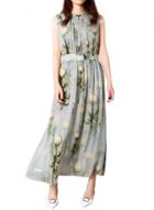 Oasap Women's Floral Print Ruffled Design Sleeveless Maxi Dress