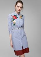 Oasap Fashion Loose Floral Embroidery Shirt