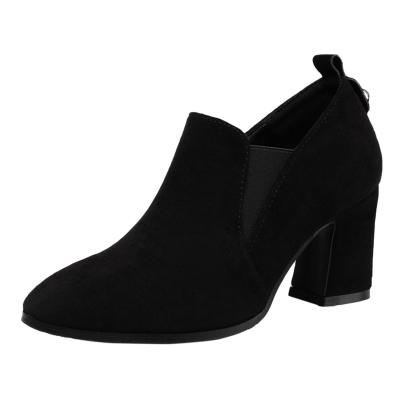 Oasap Square Toe Solid Color Heels