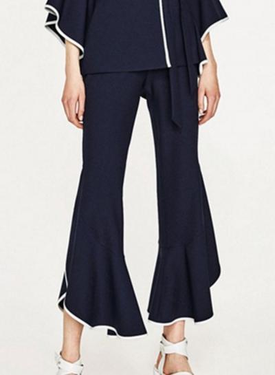 Oasap High Waist Solid Color Boot Cut Wide Leg Pants