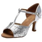 Oasap Peep Toe Sequins Latin Ballroom Dancing Shoes