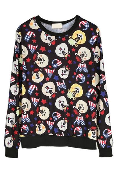 Oasap Beaucoup Cartoon Face Sweatshirt