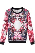 Oasap Delightful Floral Pattern French Terry Sweatshirt