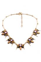 Oasap Spiked Colorblocked Faux Stone Bib Necklace