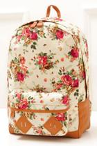 Oasap Preppy-style Floral Backpack