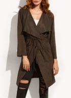 Oasap Fashion Long Sleeves Solid Trench Coat
