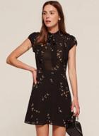 Oasap Vintage Floral Print Short Sleeve Chiffon Dress
