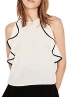 Oasap Women's Fashion Summer Sleeveless Flounce Trim Pullover Blouse