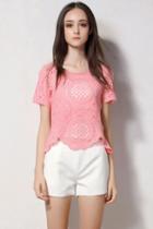 Oasap Fashion Lace Top Shorts Bottom Matching Set