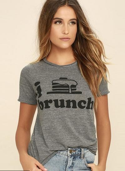 Oasap Chaser I Heart Brunch Heather Grey Tee